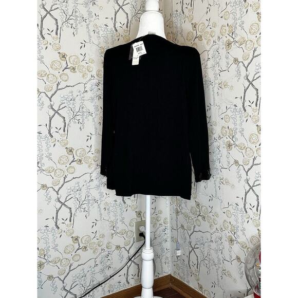 NWT Notations Women's Top Size 1X Sequined Layered Stretch Black - Picture 6 of 8